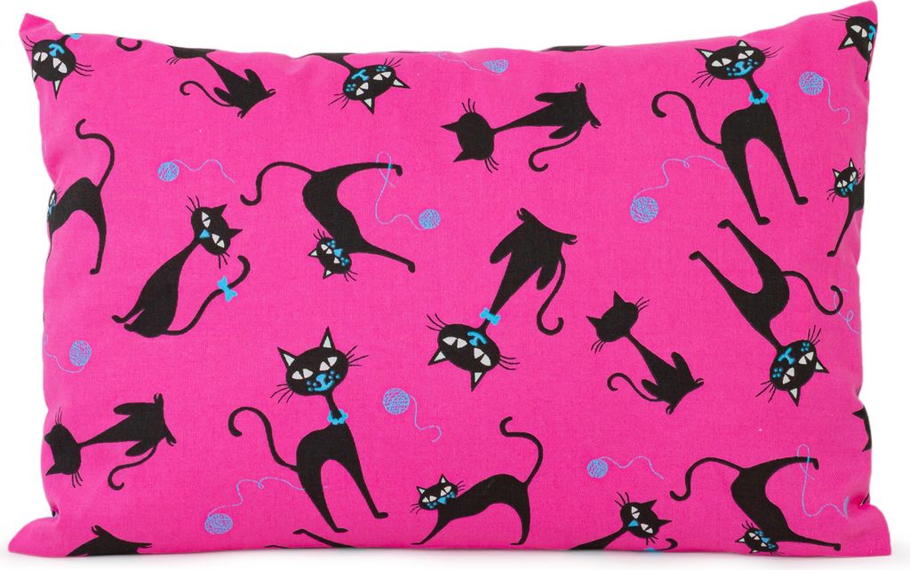 Zirbenkissen 30x20cm, Katze-pink + Bio Inlett natur - Zirbenholzspäne im Zirbenholzkissen