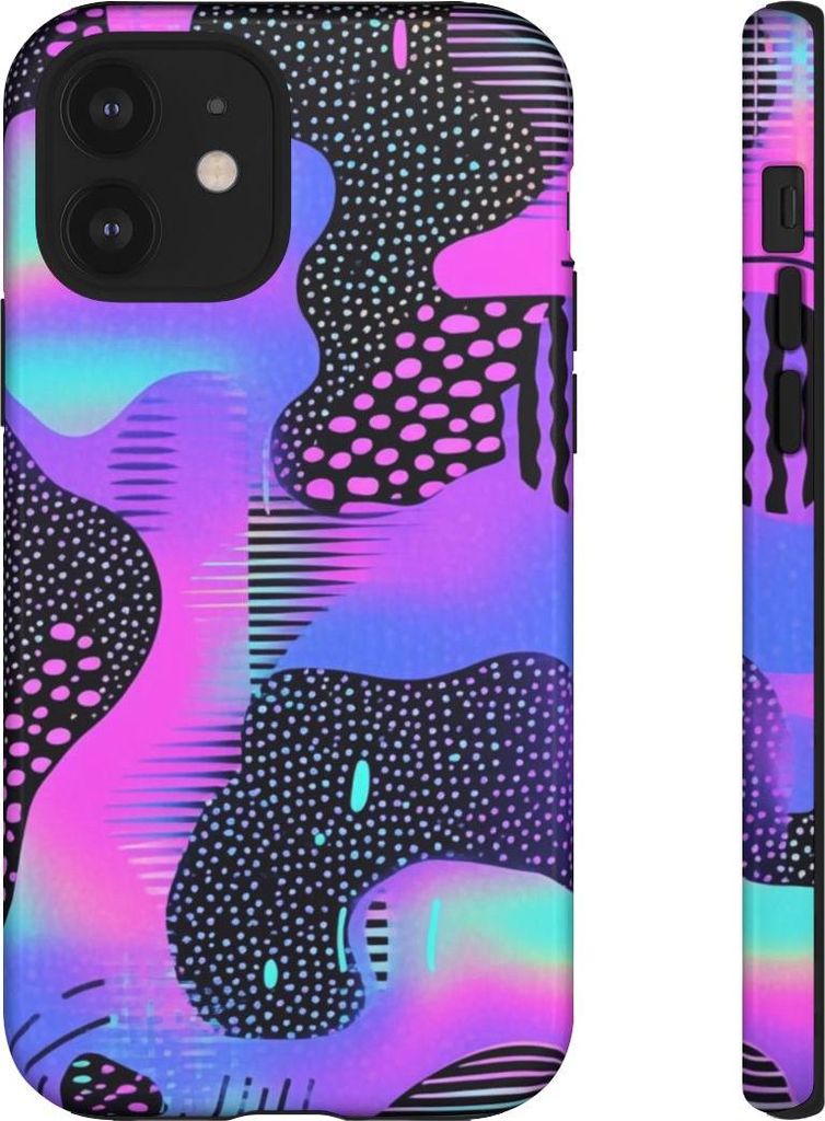 Abstraktes Neon-Vaporwave-Muster – Hülle Kompatibel mit iPhone 12