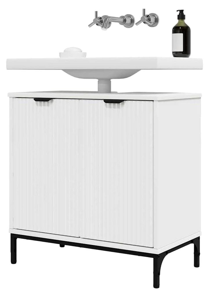 Waschbeckenunterschrank für das Badezimmer mit Tür, Weiß, 60,5 x 33,5 x 61 cm, Badezimmeraufbewahrung, moderne Waschbeckenschränke, platzsparen...