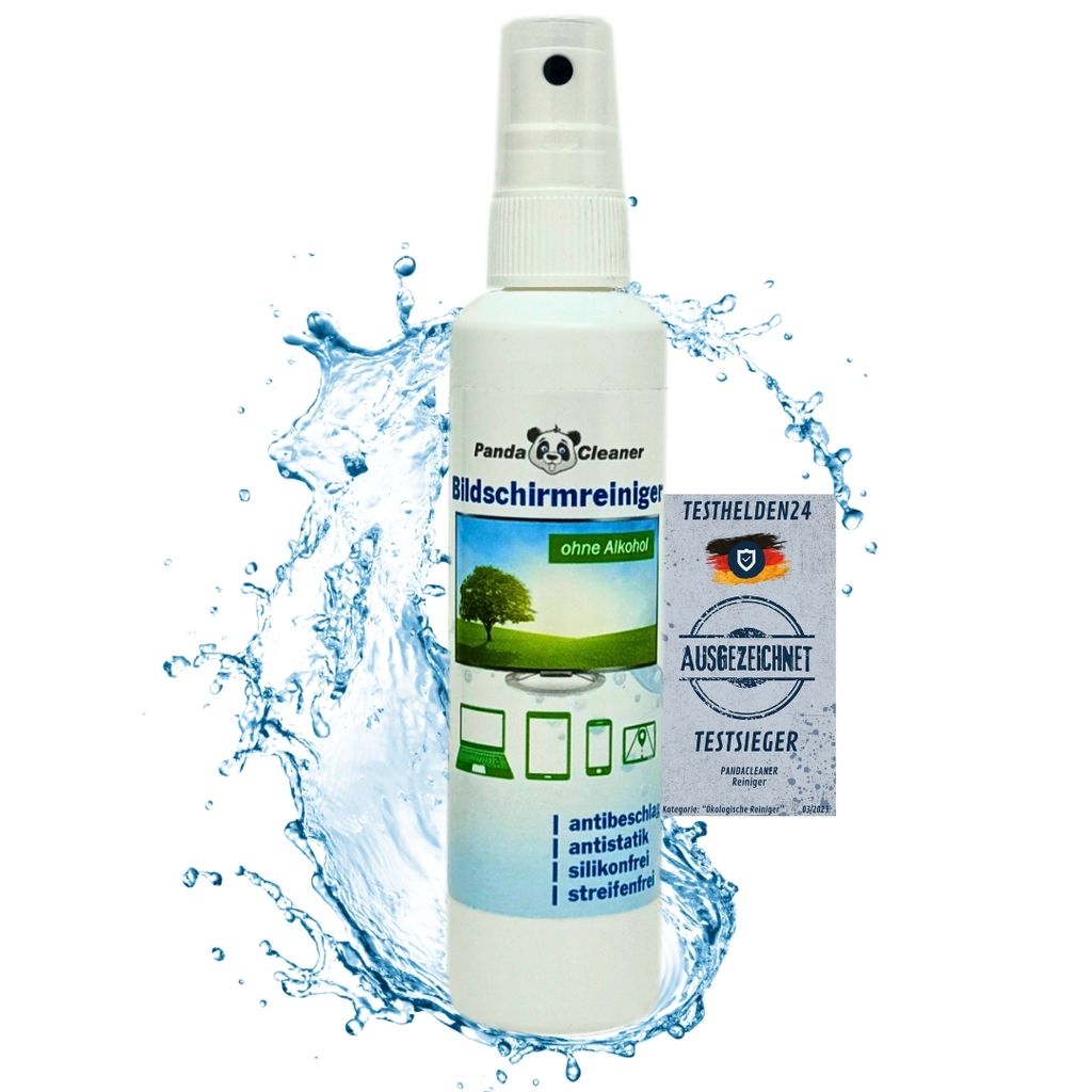 PandaCleaner Bildschirmreiniger Spray - 100ml Screen Cleaner - TFT Reiniger - TV Reiniger für Fernseher - Monitor Reinigungsspray schützt & pflegt
