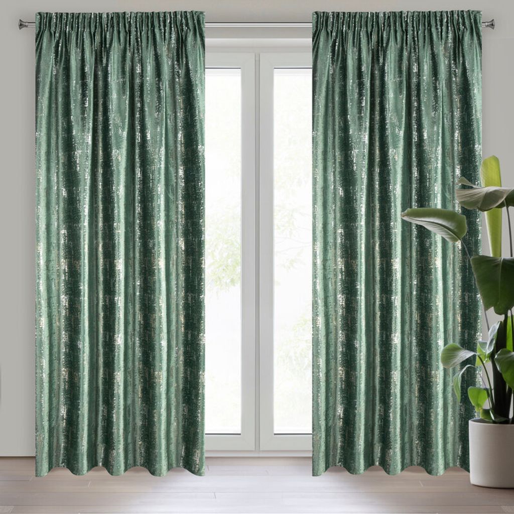 Vorhang VILMA dunkelgrün 140x270 cm Kräuselband Tunnelzug Tunneldurchzug