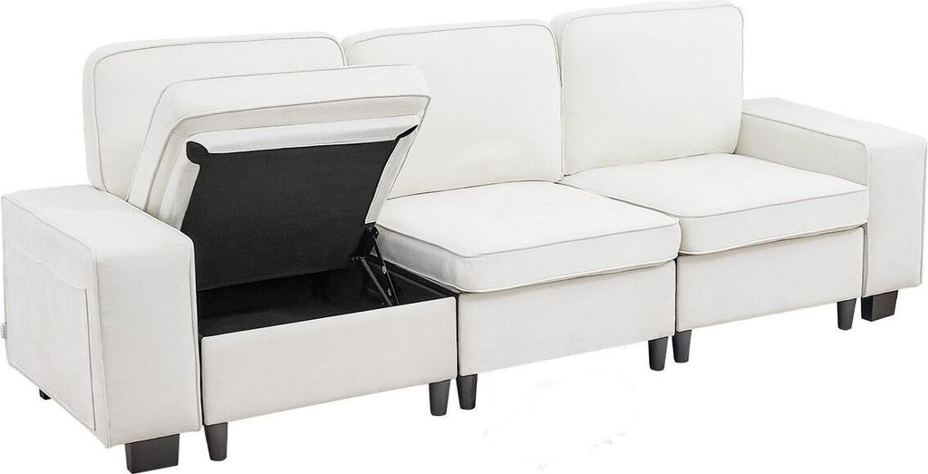 3-Sitzer-Sofa, modulares Ecksofa mit Stauraum unten, modernes, bequemes Cloud-Sofa mit seitlichen Staufächern und Metallrahmen, ideal für Wohnzim...