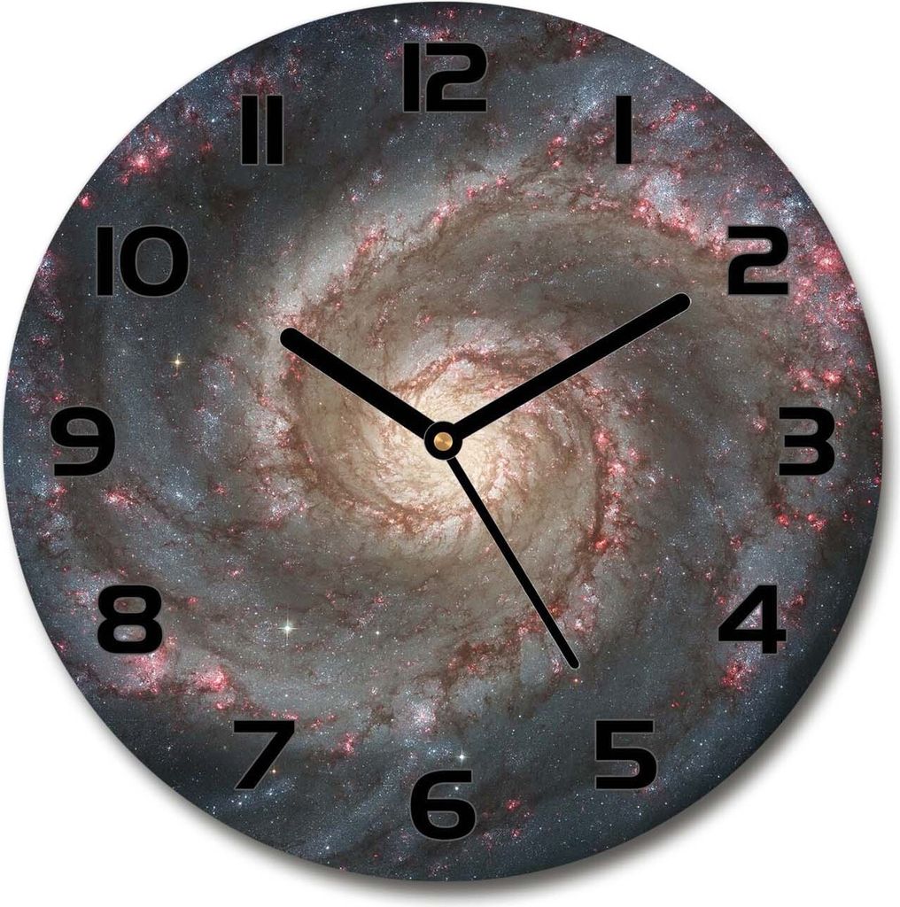 Wanduhr aus Glas 30fi Glasbild Glasuhr Gehärtetes Glas - schwarze-zeiger - Nebula