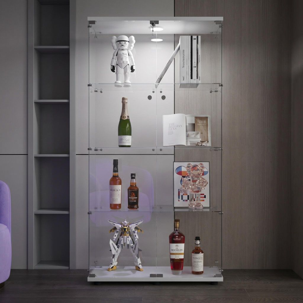 INONEFT Sklenená vitrína stojaca, biela (36,49 x 80,49 x Obrázok produktu 