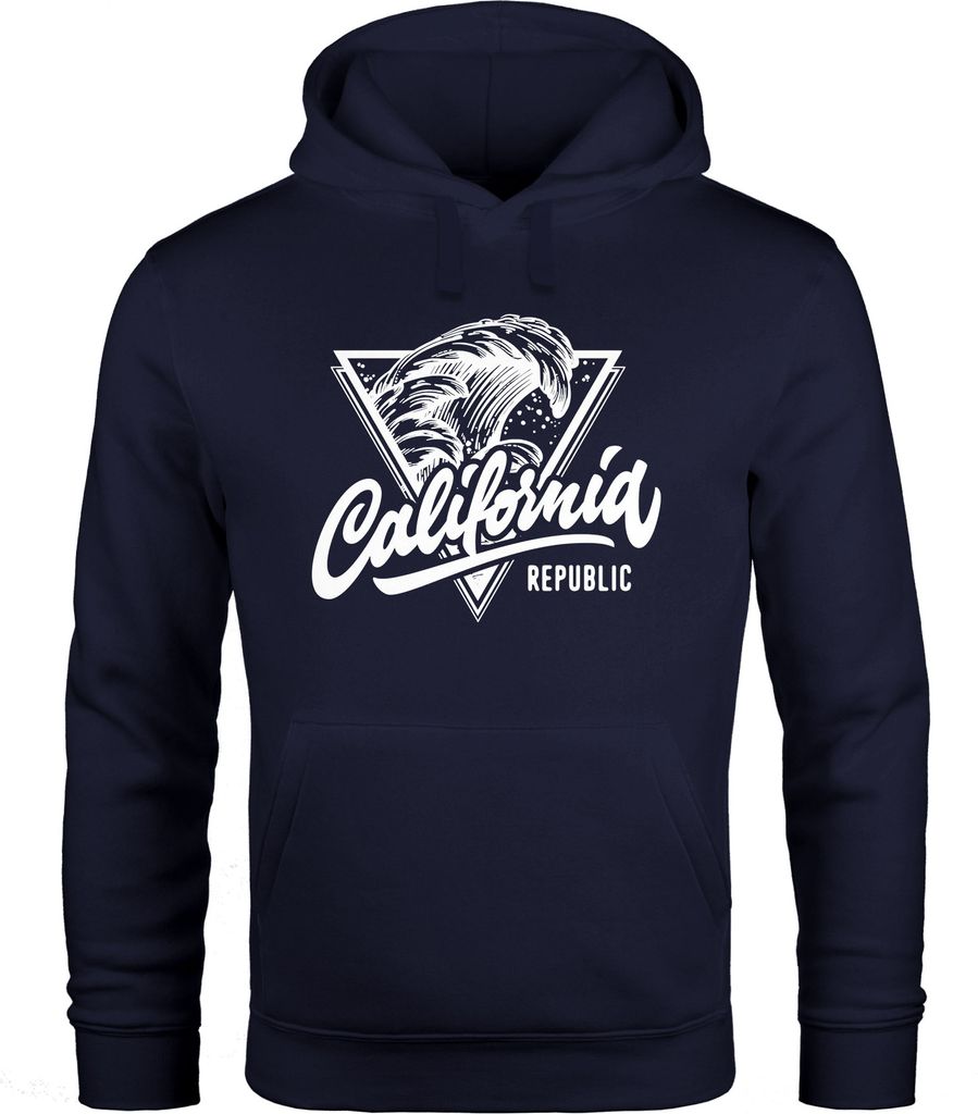 California Republic Hoodie Herren Wave Surf bedruckt Kapuzen-Pullover Männer Neverless navy XS