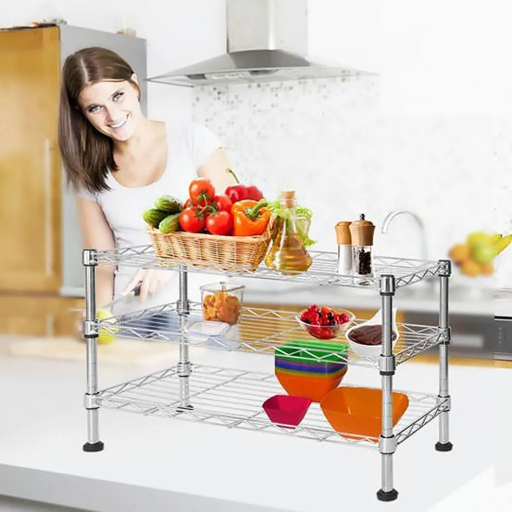 Étagère de table chromée Leon : petit meuble de rangement de cuisine - 5