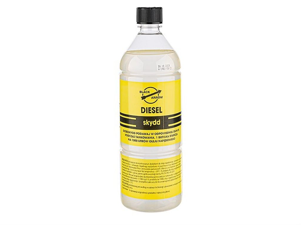 A bottle of Black Arrow Diesel Schutz Depresator on a white background.