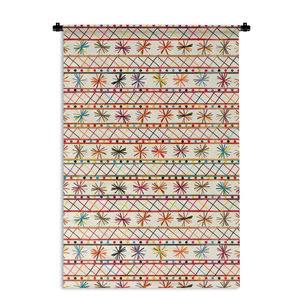 MuchoWow Wandteppich Wandbehang Regenbogen - Südamerika - Muster 90x135 cm Tapisserie Dekoration Wandtuch - Baumwolle - Wandskulptur