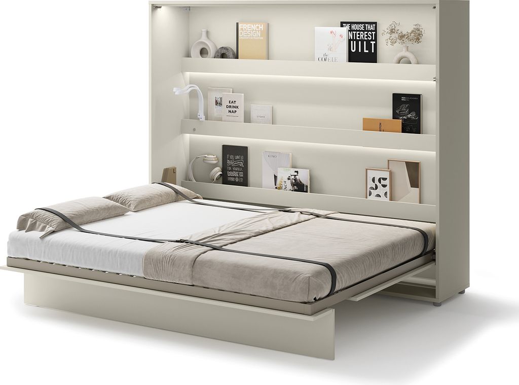 MEBLINI Schrankbett Bed Concept - Wandbett mit Lattenrost - Klappbett mit Schrank - Wandklappbett - Murphy Bed - Bettschrank - BC-14 - 160x200cm Ho...
