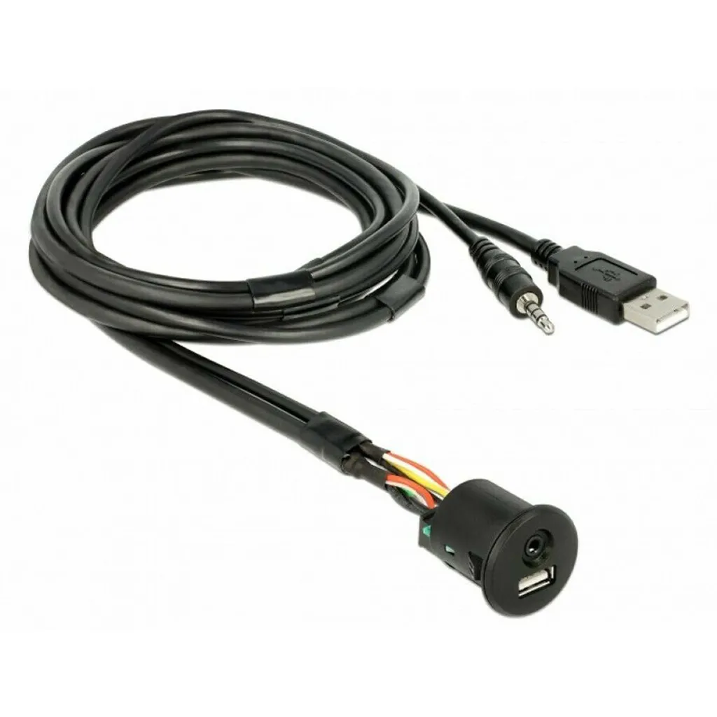 Rallonge USB et Jack 3,5 mm 4 pôles Delock 85718 câble hybride 1,5 m