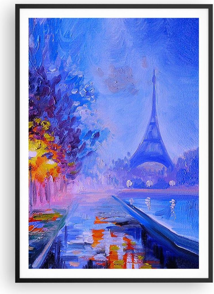 Gerahmtes Poster - Schwarzer Rahmen - Paris Laternen Eiffel - 70x100 cm - Wand Bild - Wanddeko - Wandbilder - Wandposter - Bilderrahmen - Bilder - ...