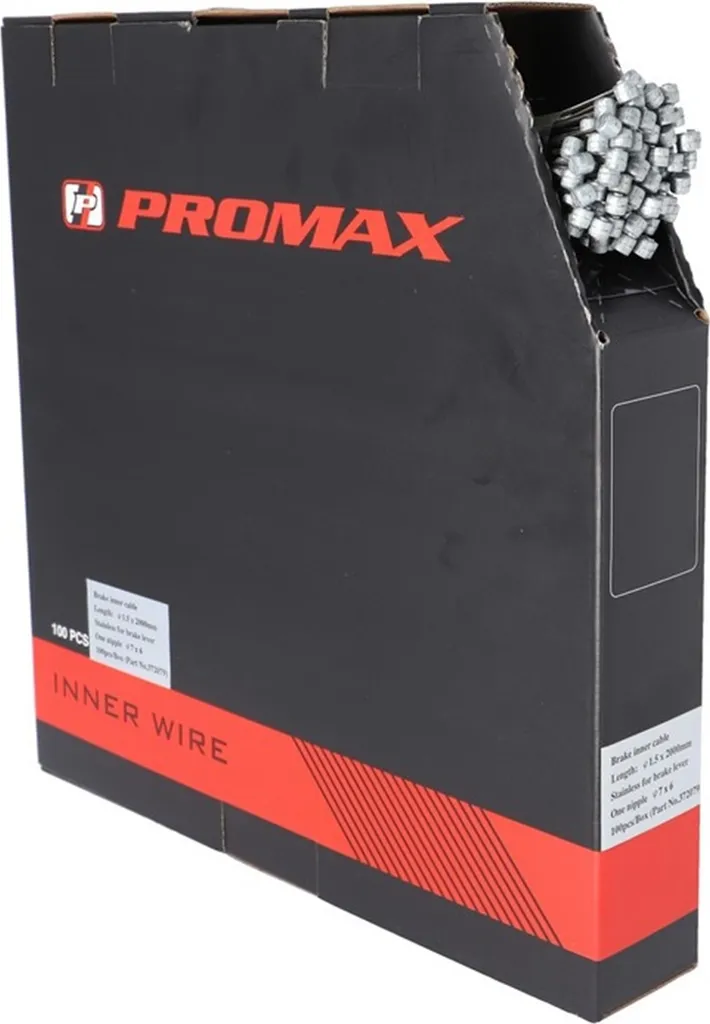 Câbles de frein vélo inox 2000mm avec embout transversal Promax 100 unités