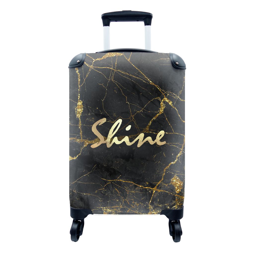MuchoWow Koffer Handgepäck Trolley Rollkoffer Kleine Reisekoffer mit 4 Rollen - Zitat - Glänzen - Gold - Marmor - Cabin Size < 55x40x23 cm & 55...