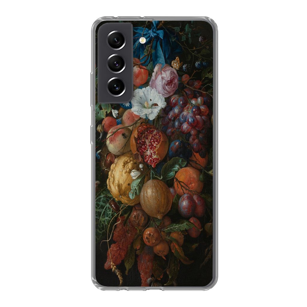 MuchoWow Handyhülle Schutzhülle Hülle für Samsung Galaxy S21 FE Früchte und Blumen - Gemälde von Jan Davidsz. de Heem Silikon Softcase Hand...