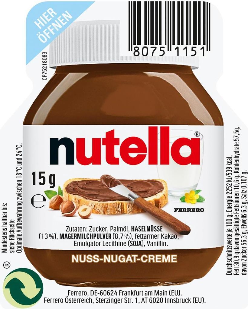 Ferrero Nutella in confezione da 120x 15g Immagine del prodotto 