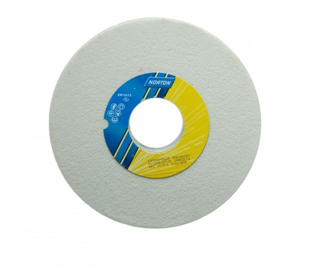 1 Stück NORTON Schleifscheibe 200 x 25 x 51 mm Korn 60 Edelkorund weiß