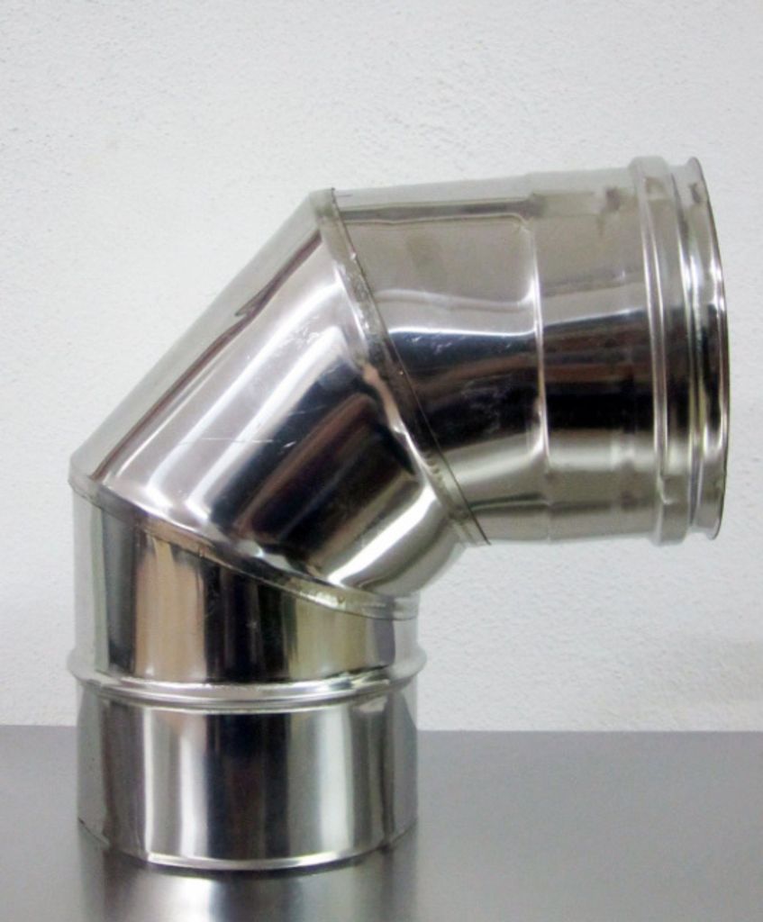 90° Edelstahl-Einwandbogen für Schornstein - Durchmesser 200 mm