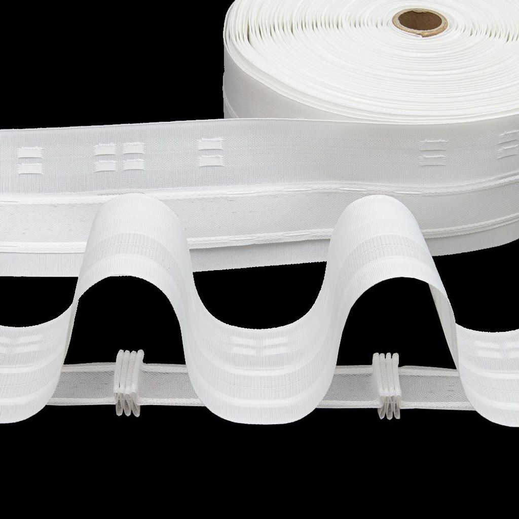 Gardinenband 50m Wellenfalten Weiß-80mm 1:2 Kräuselband Faltenband