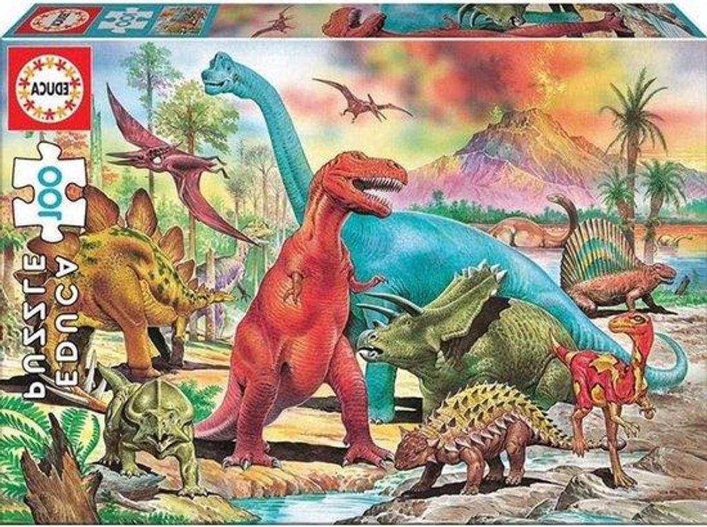Dinosaurier-Puzzle für Kinder - Entspannung und Spiel - 100 starke Teile - Farbenfroh