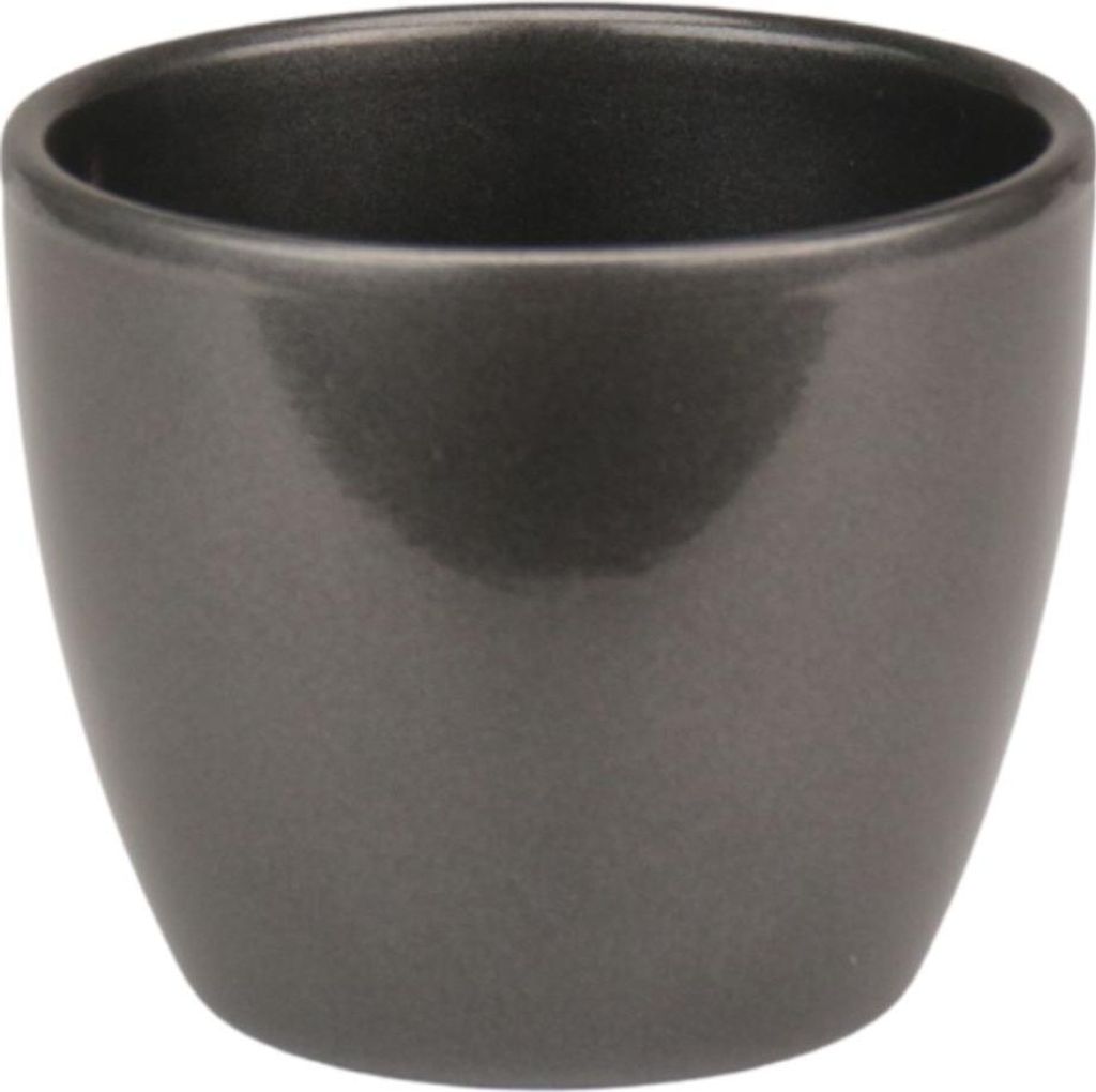 Leni Sylt Blumentopf Übertopf Keramik rund glänzend Dunkelsilber Metallic 11 cm Durchmesser Pflanztopf für Zimmerpflanzen