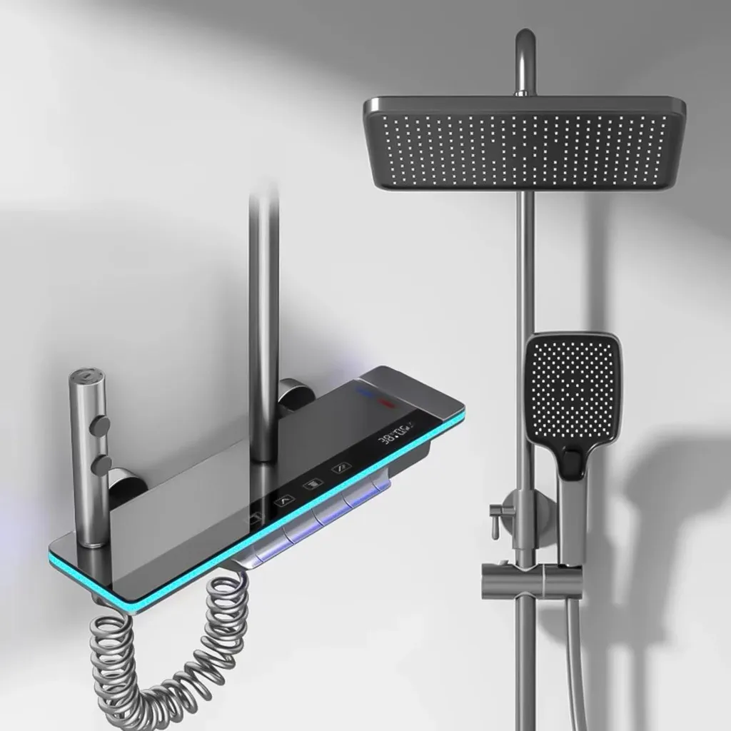 Système de douche complet pour rénovation salle de bain moderne grise