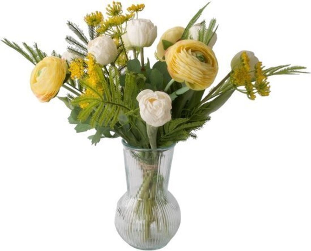 WinQ-Fresh Spring Bouquet von künstlichen Blumen in Gelb mit Weiß - ex. Vase