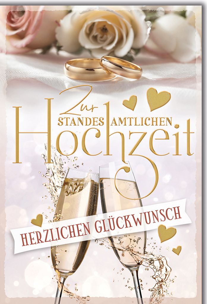 Hochzeit Ringe und Sektgläser standesamtliche Hochzeit Glückwunschkarte mit Umschlag