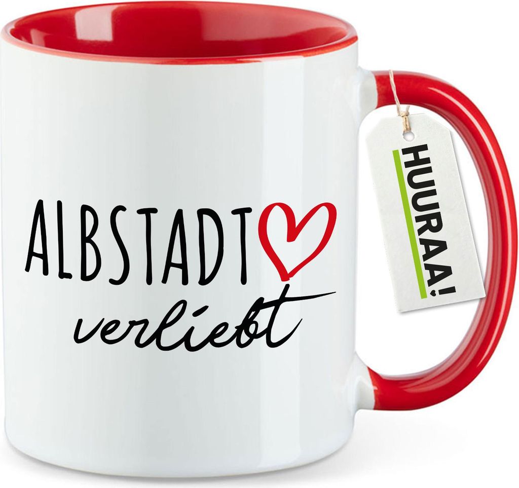Huuraa Kaffeetasse Albstadt verliebt 330ml Rot Keramik Kaffeebecher Geschenkidee