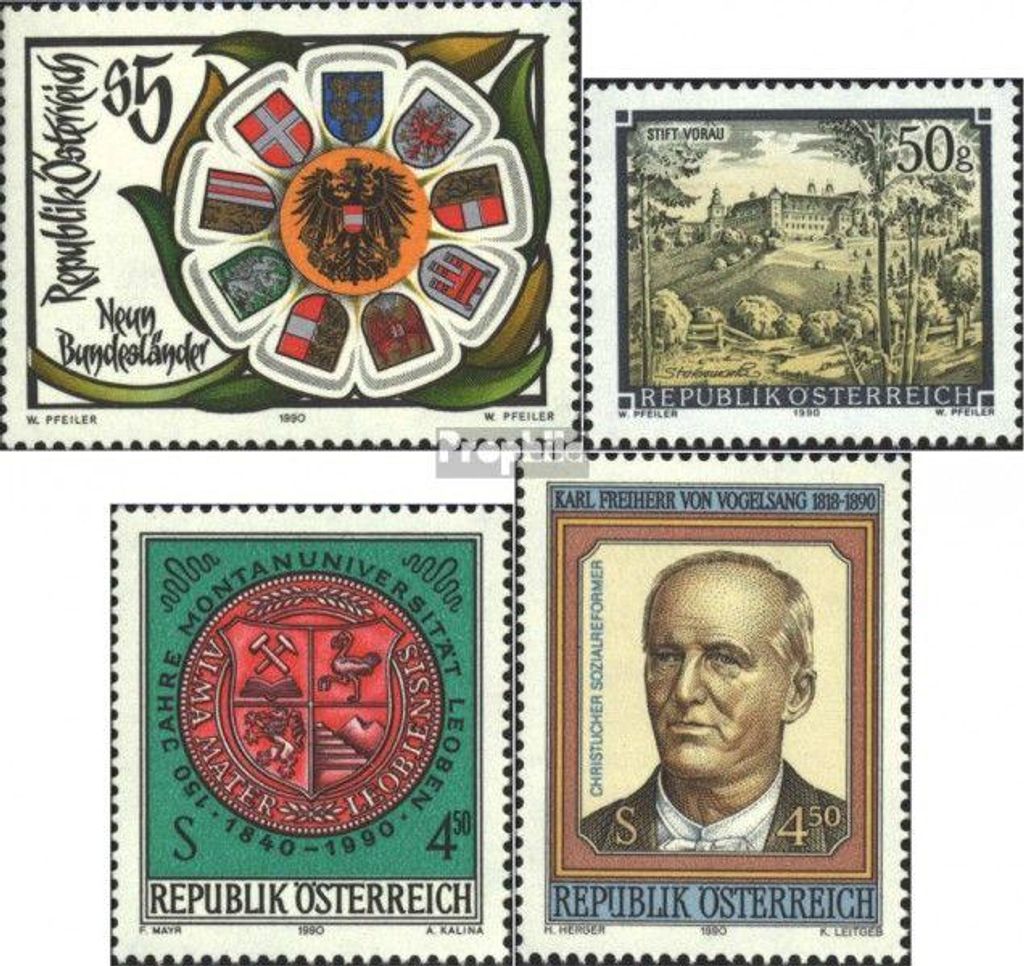 Briefmarken Österreich 1990 Mi 2005,2006,2007,2008 Produktbild 