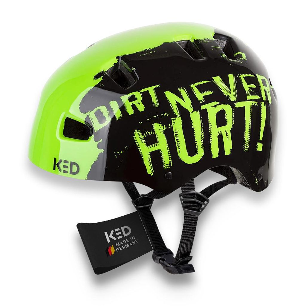 KED Citro City Fahrradhelm – Maxshell Schutz, K-Lock Verschluss Und Sichtbarkeit, dirt never hurt glossy, Größe:57-62 (L)