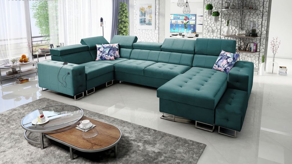Sofa in U-Form Wohnlandschaft Schlaffunktion Eckcouch HILTONE IV Farbe wählbar