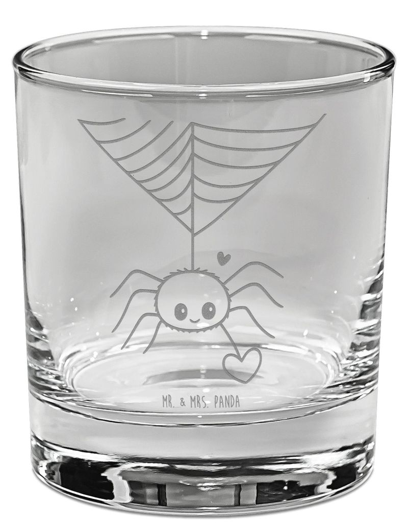 Mr. & Mrs. Panda Whiskyglas Spinne Agathe Liebe - Transparent - Geschenk, Tumbler Glas, Gravur, Liebesgeschenk, Verliebt, Whiskeyglas, Old Fashione...