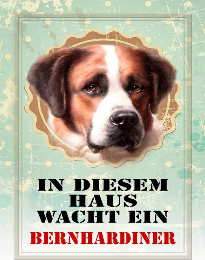vianmo Holzschild 40x30 cm Hund in diesem Haus wacht Bernhardiner