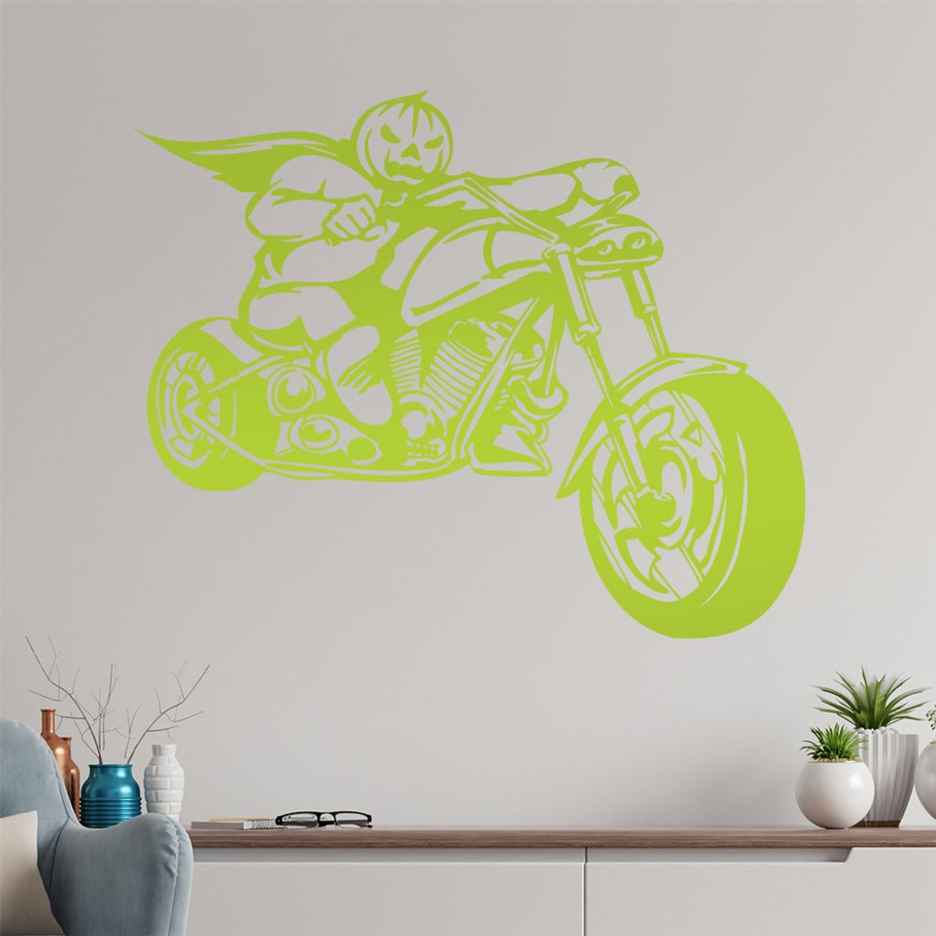 Halloween Biker Wandtattoo in 6 Größen - Wandaufkleber Wall Sticker - Dekoration, Küche, Wohnzimmer, Schlafzimmer, Badezimmer
