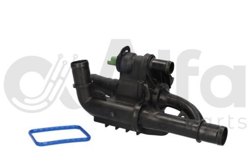 Alfa e-Parts Thermostatgehäuse Kühlmittelreglergehäuse AF10544 für FORD Fiesta Mk6 Schrägheck (JA8, JR8) Kunststoff 0,34kg 340g