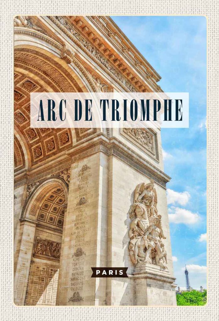 vianmo Holzschild 30x20 cm Arc de Triomphe Paris Reiseziel Bildmotiv Reisemotiv Abenteuer Reisen
