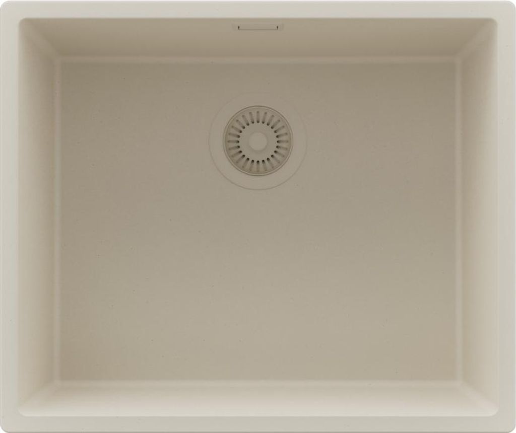 PRIMAGRAN Spülbecken Beige 56x47cm, Granitspüle 1 Becken + Ablauf-Set, Küchenspüle ab 60er Unterschrank - London Slim