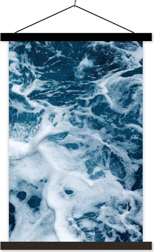 MuchoWow Textilposter Wellen - Wasser - Meer - Schaum 40x60 cm mit schwarzem Rahmen - Wanddekorationen