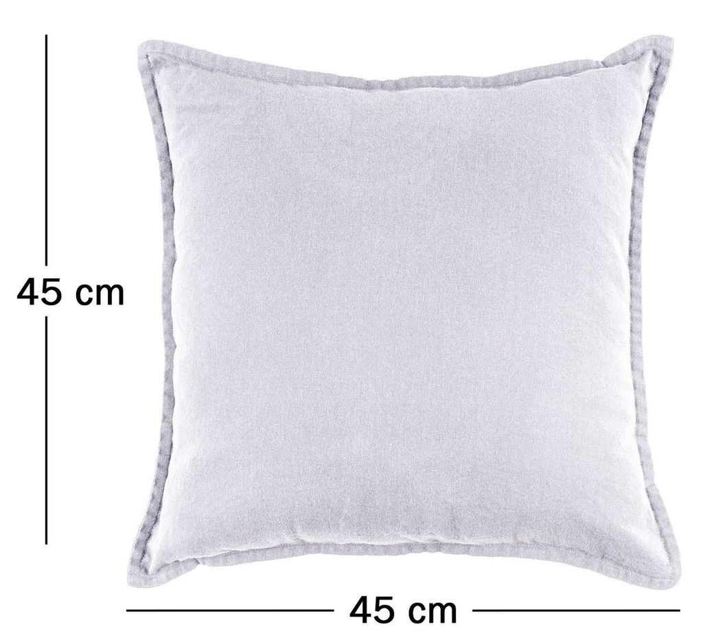 JACK by Mistral Baumwolle Uni Kissen 45x45cm Dekokissen Reißverschluss Leinenoptik inkl. superweicher 300g Füllung, Farbe:Flieder