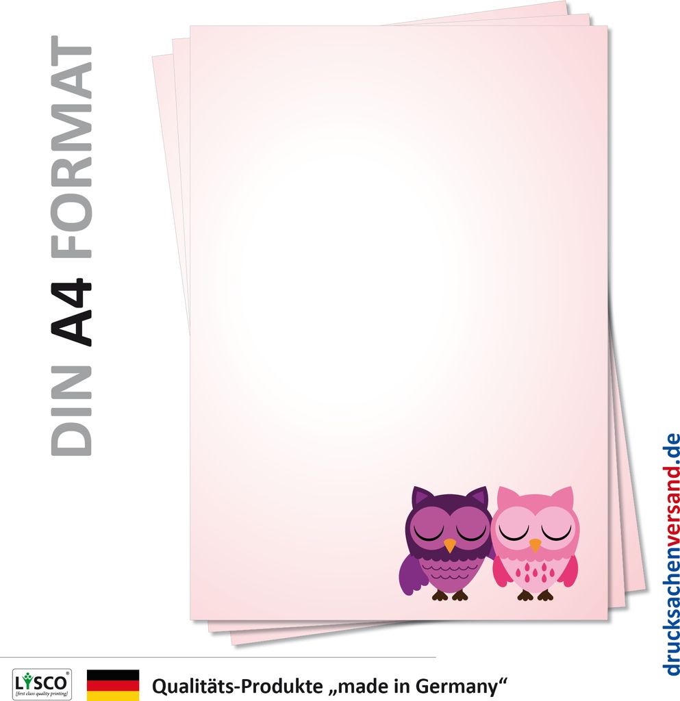 Motiv Briefpapier (Eulen-5137, DIN A4, 100 Blatt) Motivpapier Eulenpapier rosa pink