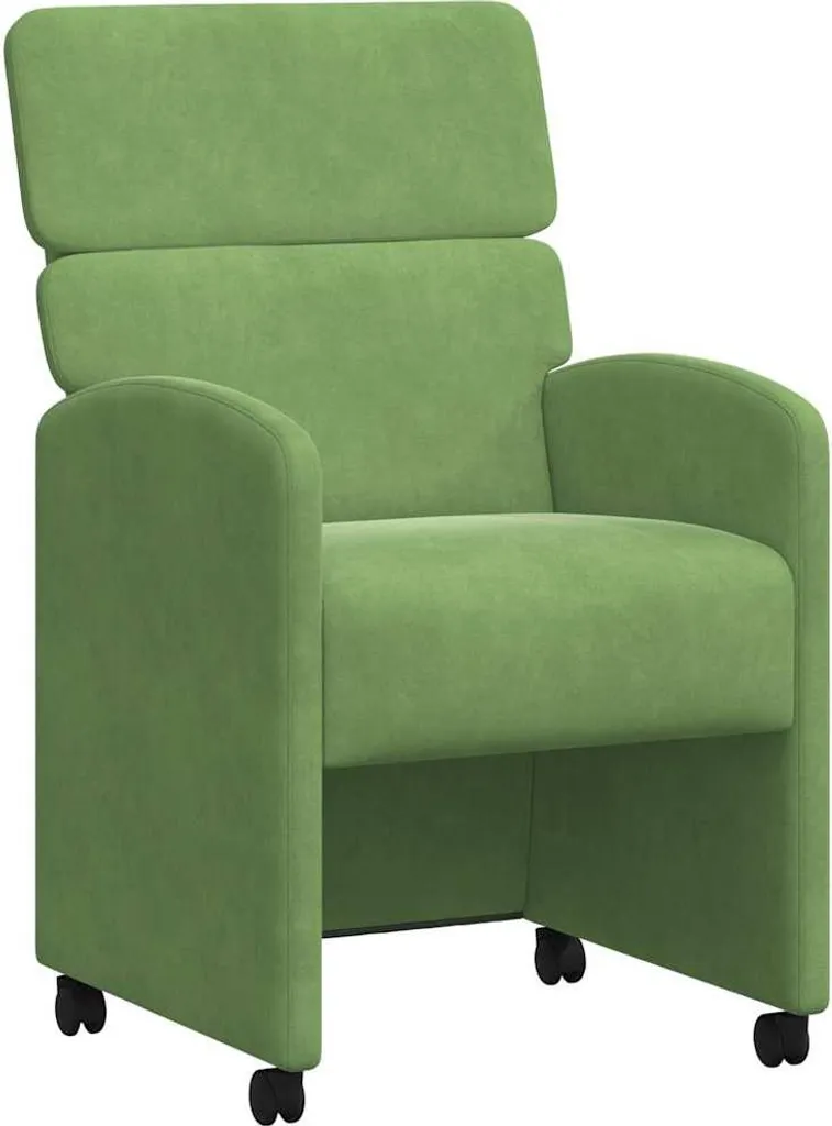 Chaise Salle à Manger sur Roulettes Velours Vert Clair pour Repas et Travail