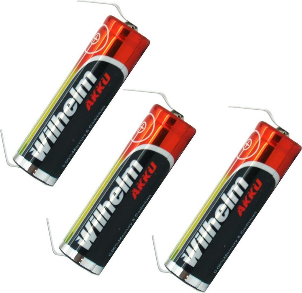 3 x Lithium Ionen Akku Wilhelm 3,7 V LÖTFAHNE U Form 800 mAh Typ 14500 Li Ion AA