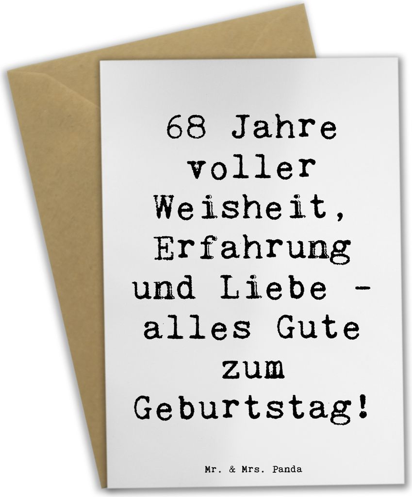 Mr. & Mrs. Panda Grußkarte Spruch 68. Geburtstag - Weiß - Geschenk, Personalisierte Geschenke, hochzeitskarten, einladungskarten, Erinnerungen, w...