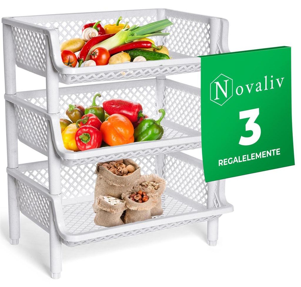 Novaliv 3 Stück Korbregal Weiß Steckregal Stapelbar & Produktbild 