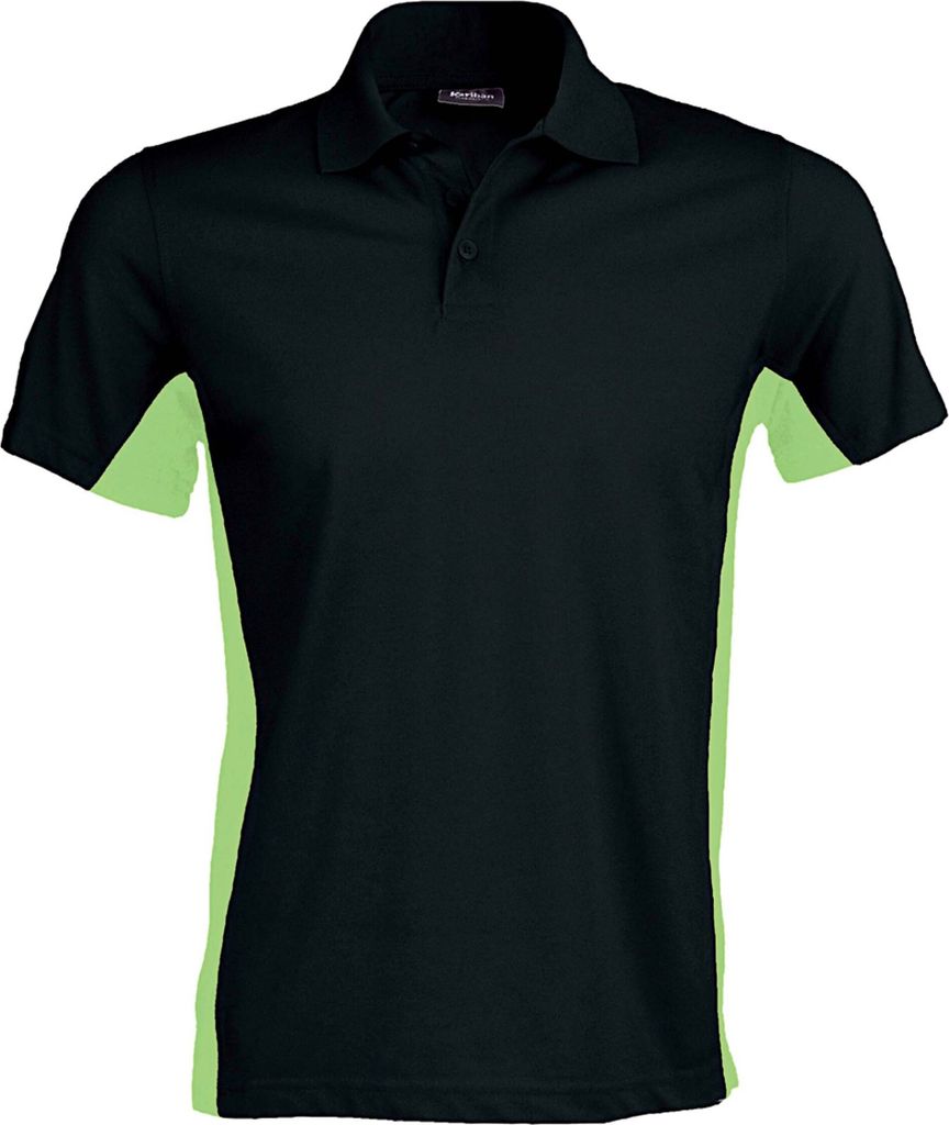 Kariban Herren Polo-Shirt Polohemd Poloshirt Freizeit Sport Polo Shirt, Größe:3XL, Farbe:Black/Lime