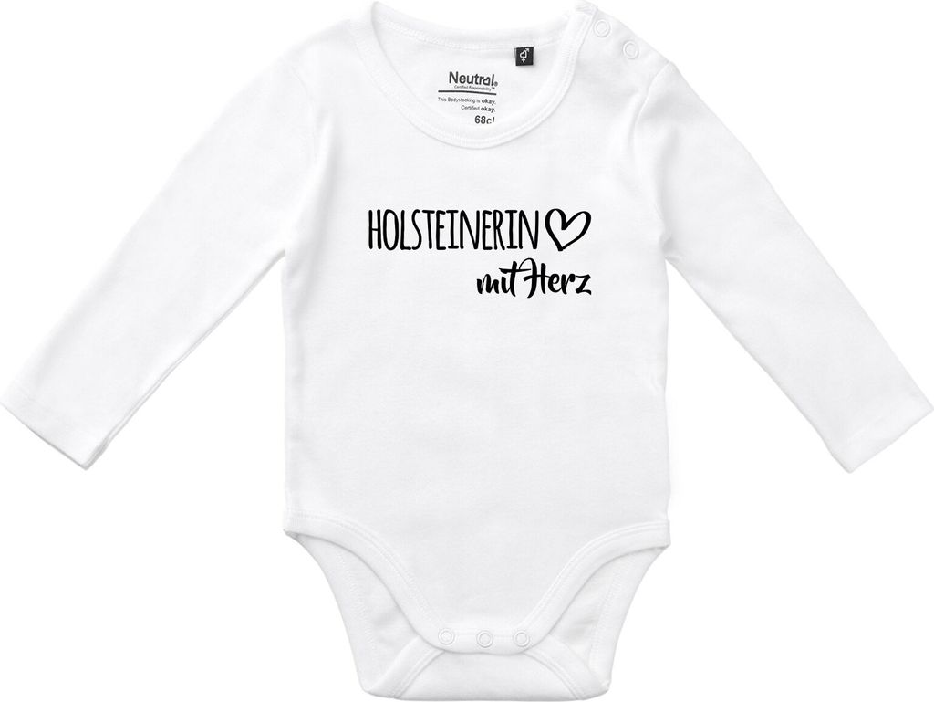 Huuraa Baby Body Holsteinerin mit Herz 68 White Baumwolle Fairtrade Langarmbody Geschenkidee