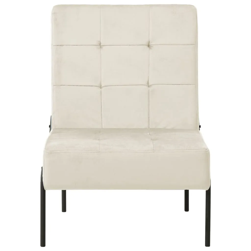 Poltrona Relax 65x79x87 cm Velluto Bianco Panna - Eleganza e Comfort