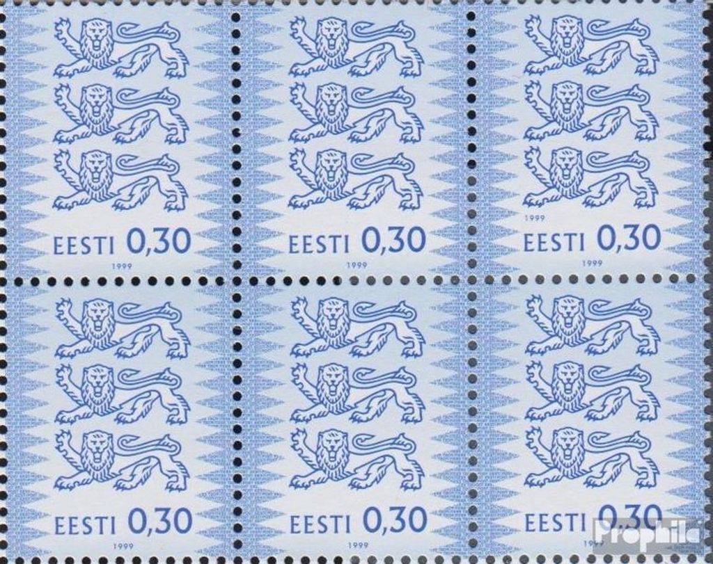 Briefmarken Estland 1999 Mi 357A PF, doppelte Jahreszahl (Feld 83) postfrisch Wappenlöwen