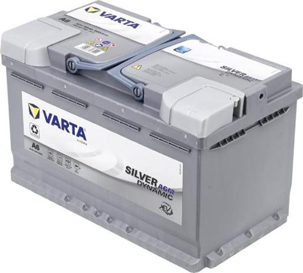 A VARTA Silver Dynamic AGM XEV car battery is shown against a white background.