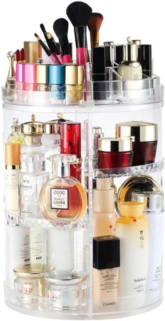 Rangement maquillage rotatif XL 8 niveaux pour parfum blanc